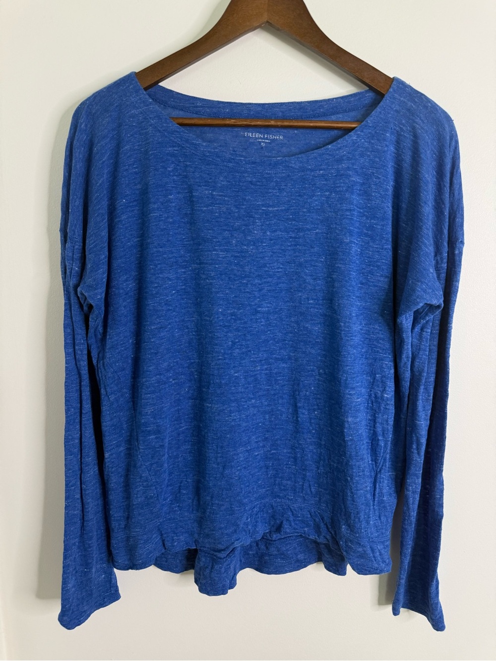Eileen Fisher Blue 100% Organic Linen Top Size XS